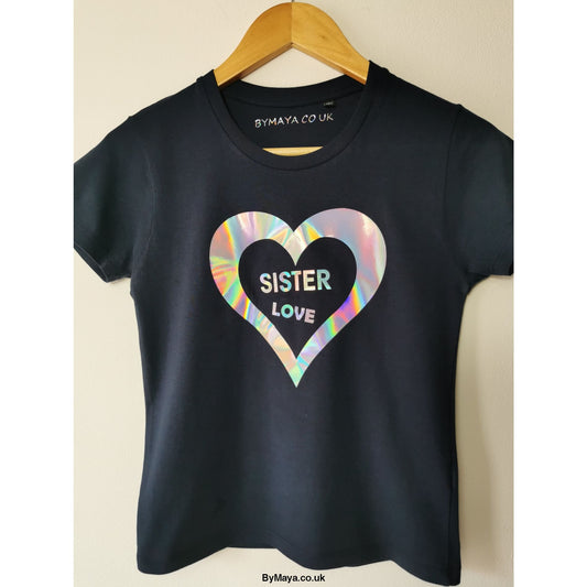 Sister Love big Heart Girls personalized Organic cotton 