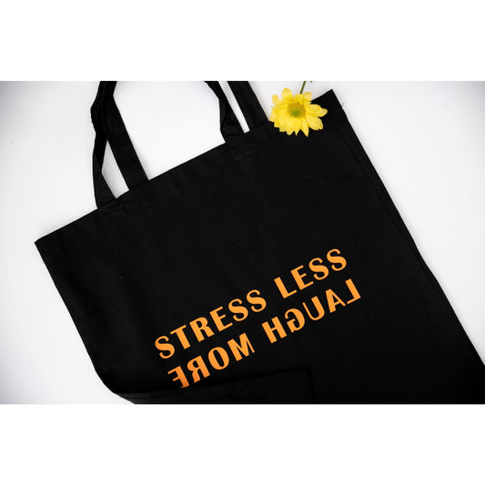 Stress Less Laugh More Personalised Navy Bag For Life - 