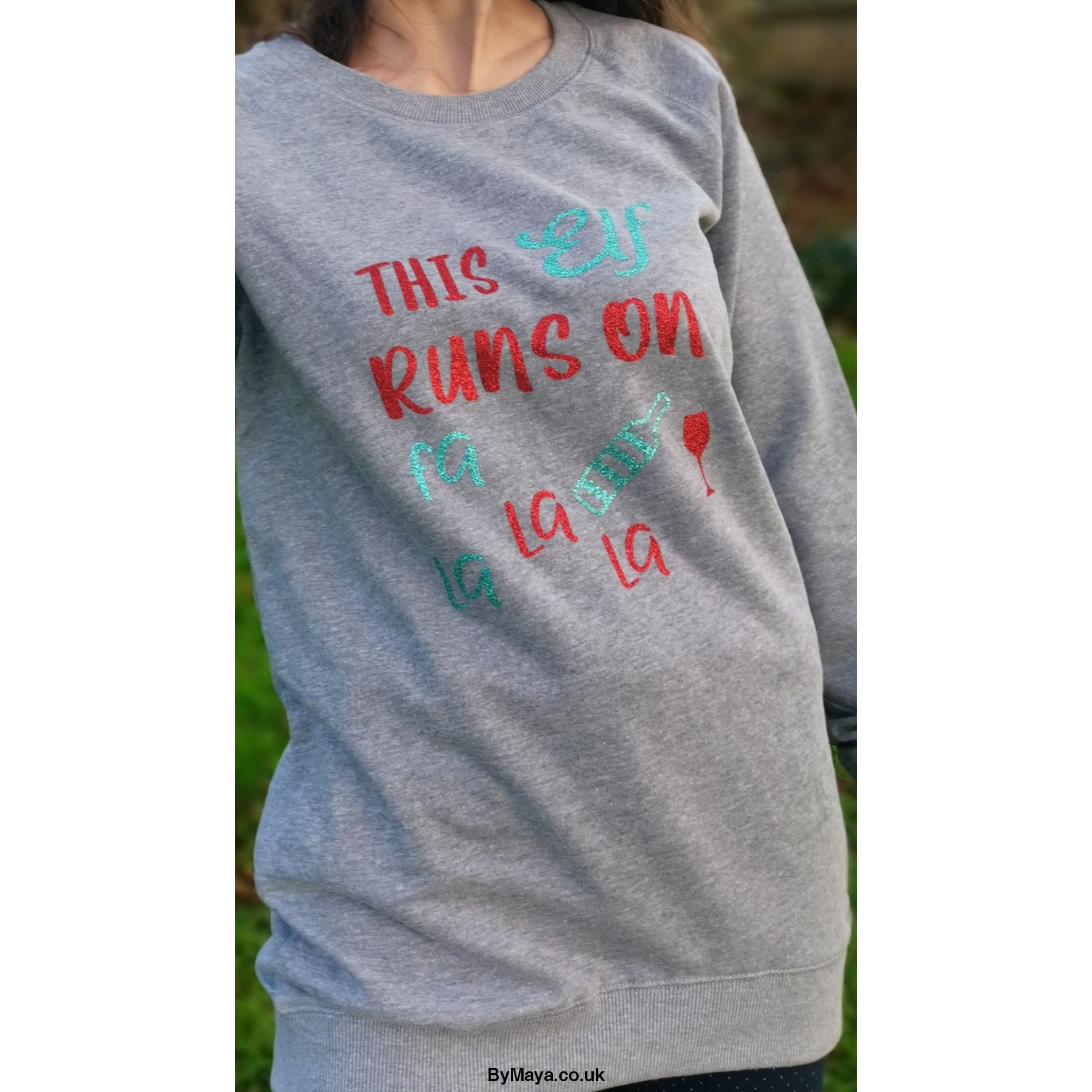 This Elf runs on FA LA LA LA Funny Christmas Long Sweatshirt